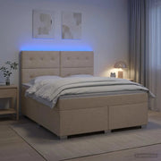 Letto box spring con materasso Crema 140 x 190 cm Tessuto 3454871