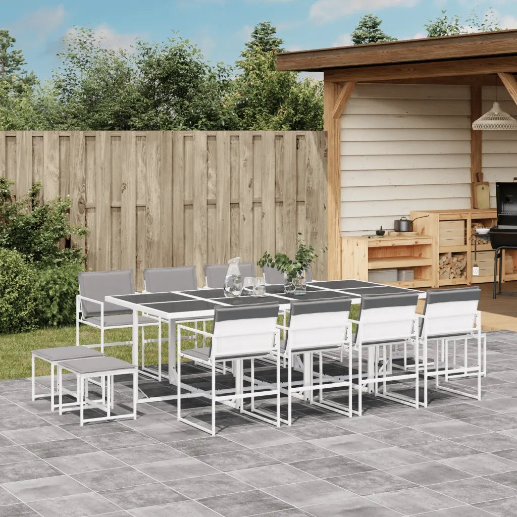 vidaXL Set da Pranzo da Giardino 13 pz con Cuscini Bianco in Textilene
