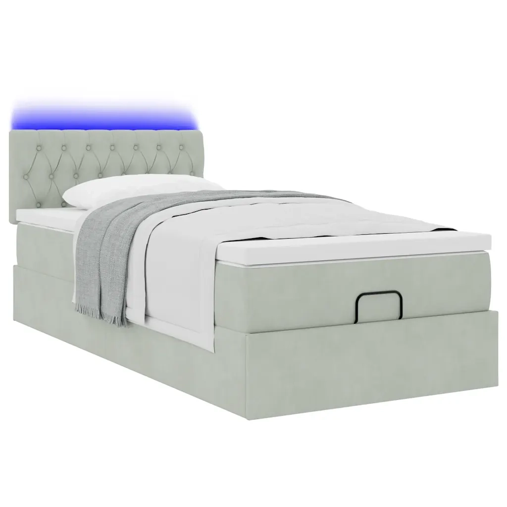 Struttura Letto Pouf con Materasso 90x190 cm in Velluto