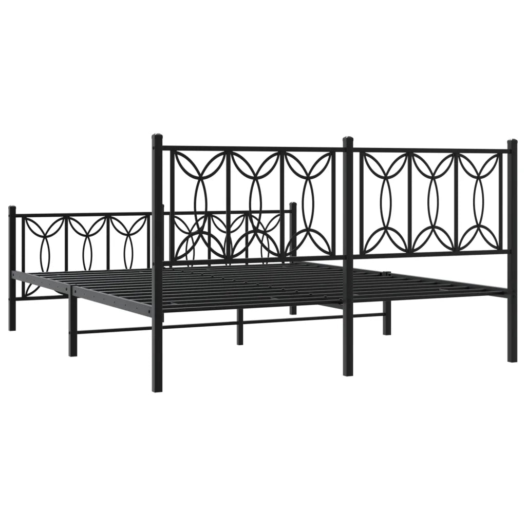 Giroletto con Testiera e Pediera Metallo Nero 150x200 cm 376148