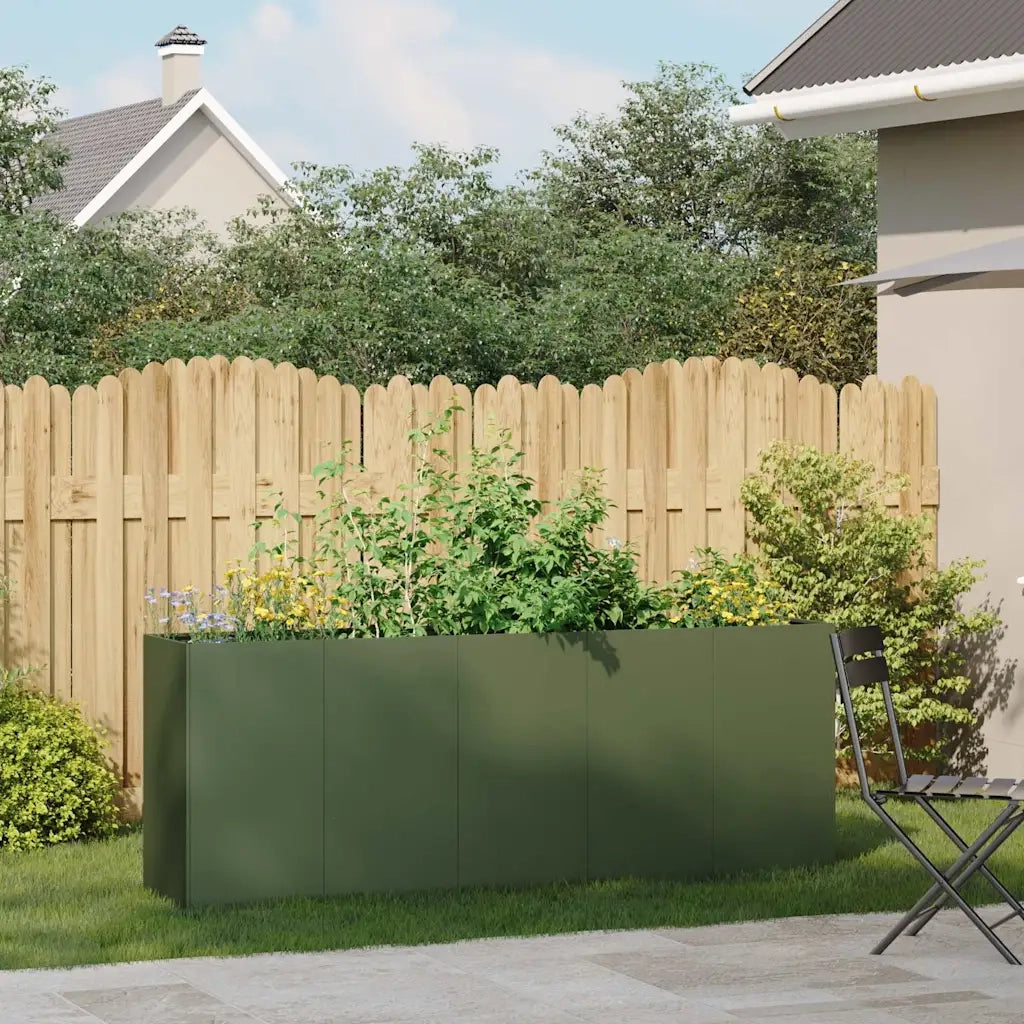 Fioriera Verde Oliva 200x40x80 cm in Acciaio Laminato a Freddo 860727