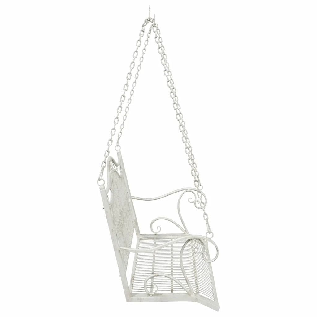 Panchina a Dondolo Acciaio 115 x 61 x 63 cm Bianco Antico 42038692