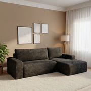 Folgarida, Divano Letto con Penisola Contenitore, 268x163 cm Nero