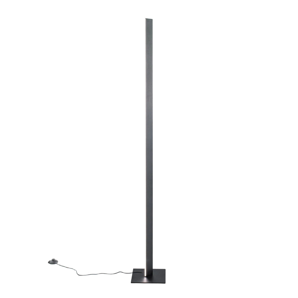 Lampada da Terra Eartha P/T in Alluminio Nero Opaco, LED Integrato 30W, 1000lm, Dimmerabile a Pedale, Luce Diretta 120° - Gealuce
