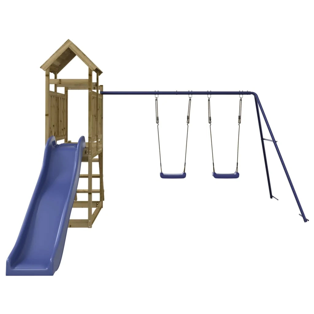 Altalene per parco giochi all'aperto scivolo altalene robuste giochi da giardino 313 x 379 x 214 cm legno di pino impregnato 02_0004737