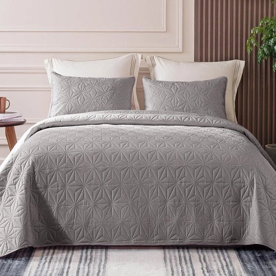 Duvet 220x240 cm con 2 coprisacco, materasso soffice e leggero per 4 stagioni, grigio chiaro