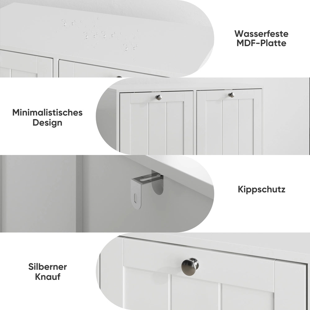 Armadietto Portabiancheria con Cesto Estraibile ¨C MINIMAL ¨C Bianco, Salvaspazio Bagno