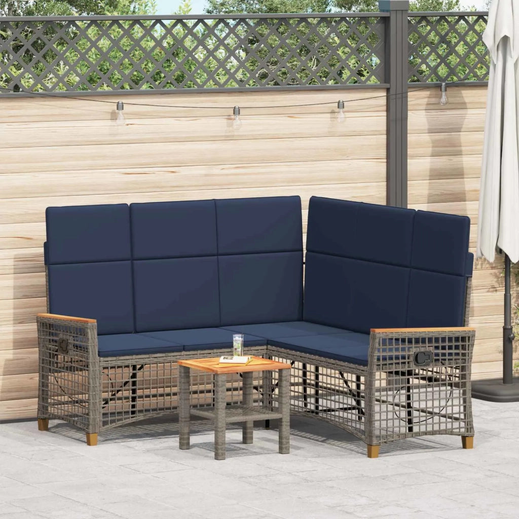 Set di Divani Recliner da Giardino Regolabile Grigio e Blu Navy