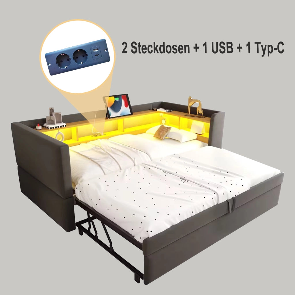 Letto divano estraibile flanella 90/180x190 cm
