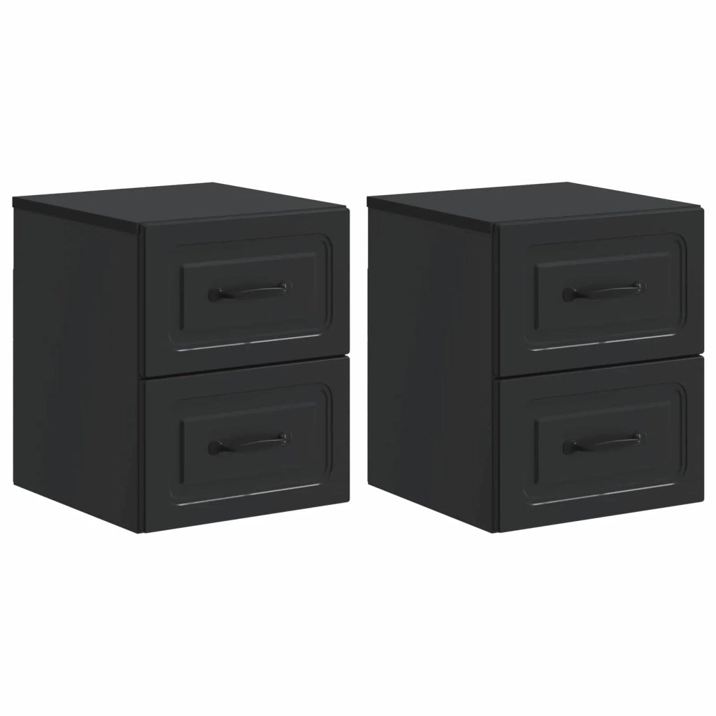 Mobiletto da notte a muro 2 pcs Nero 34,5 x 33 x 40 cm 899318