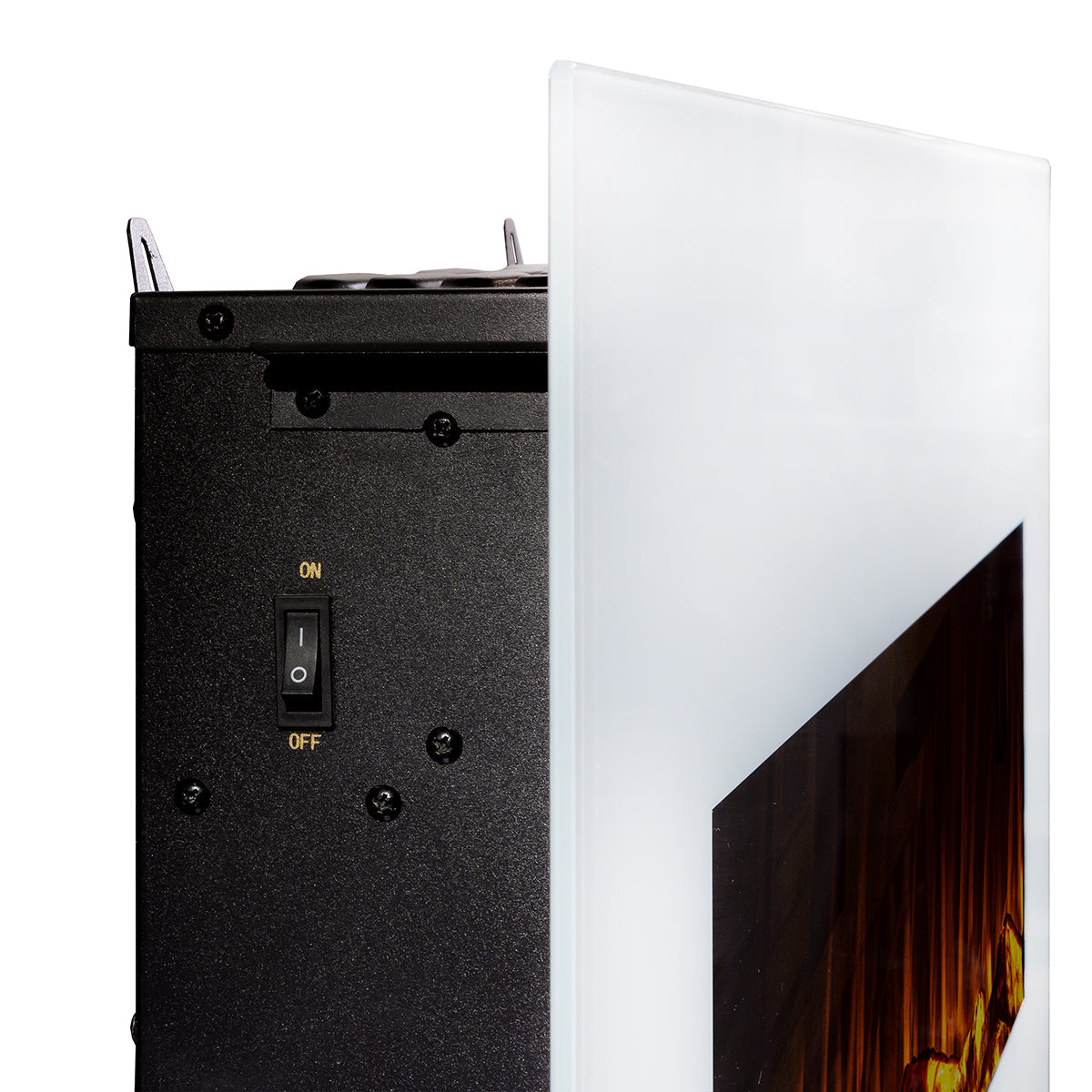 Camino Elettrico da Parete 55x128x14 cm Effetto Fiamma 1500W Madrid Led Bianco