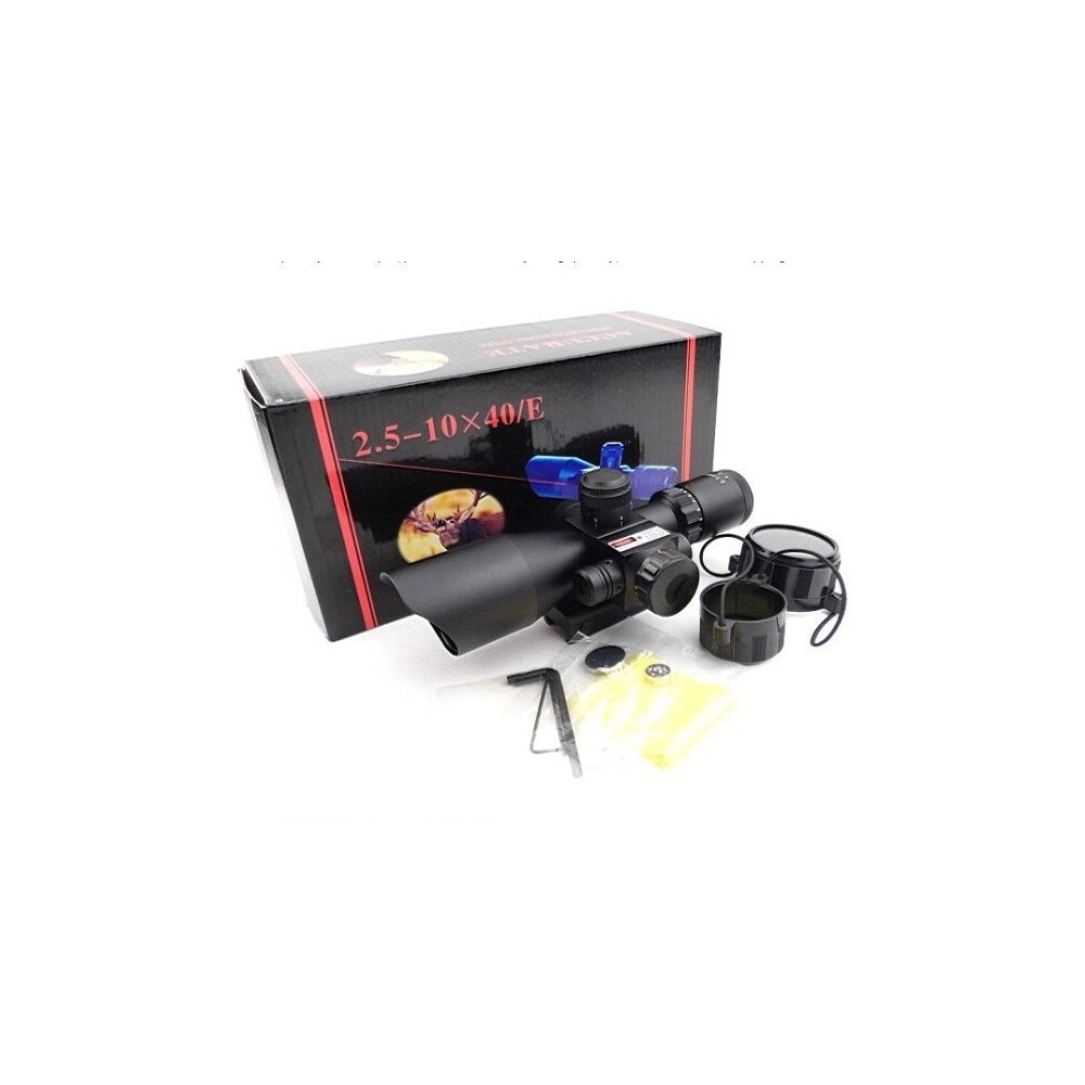 Trade Shop - Mirino Ottico Di Precisione Con Reticolo Illuminato 2.5-10x40 Puntatore Laser -