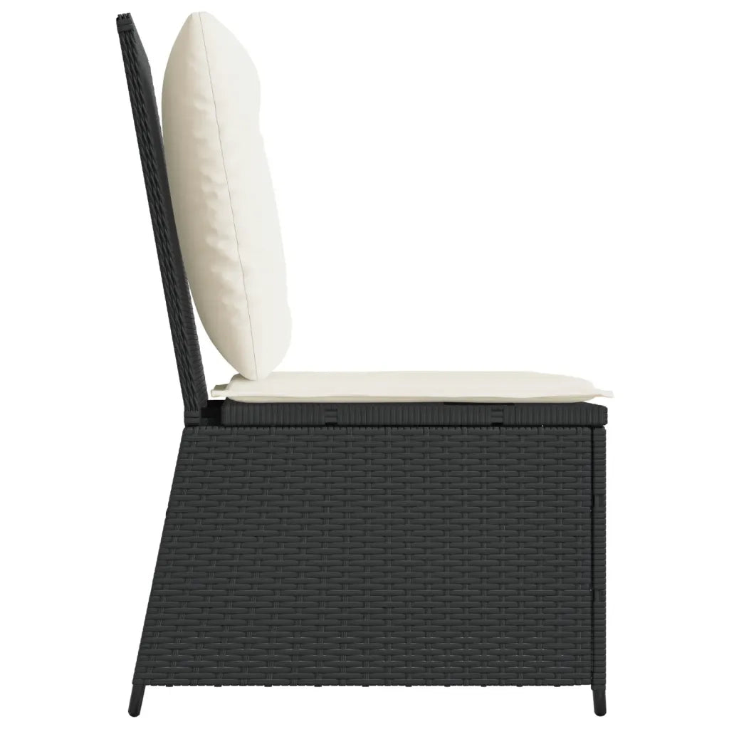 Divano Reclinabile da Giardino con Cuscini-Sofa da Giardino-Divano da esterno in Polyrattan Nero