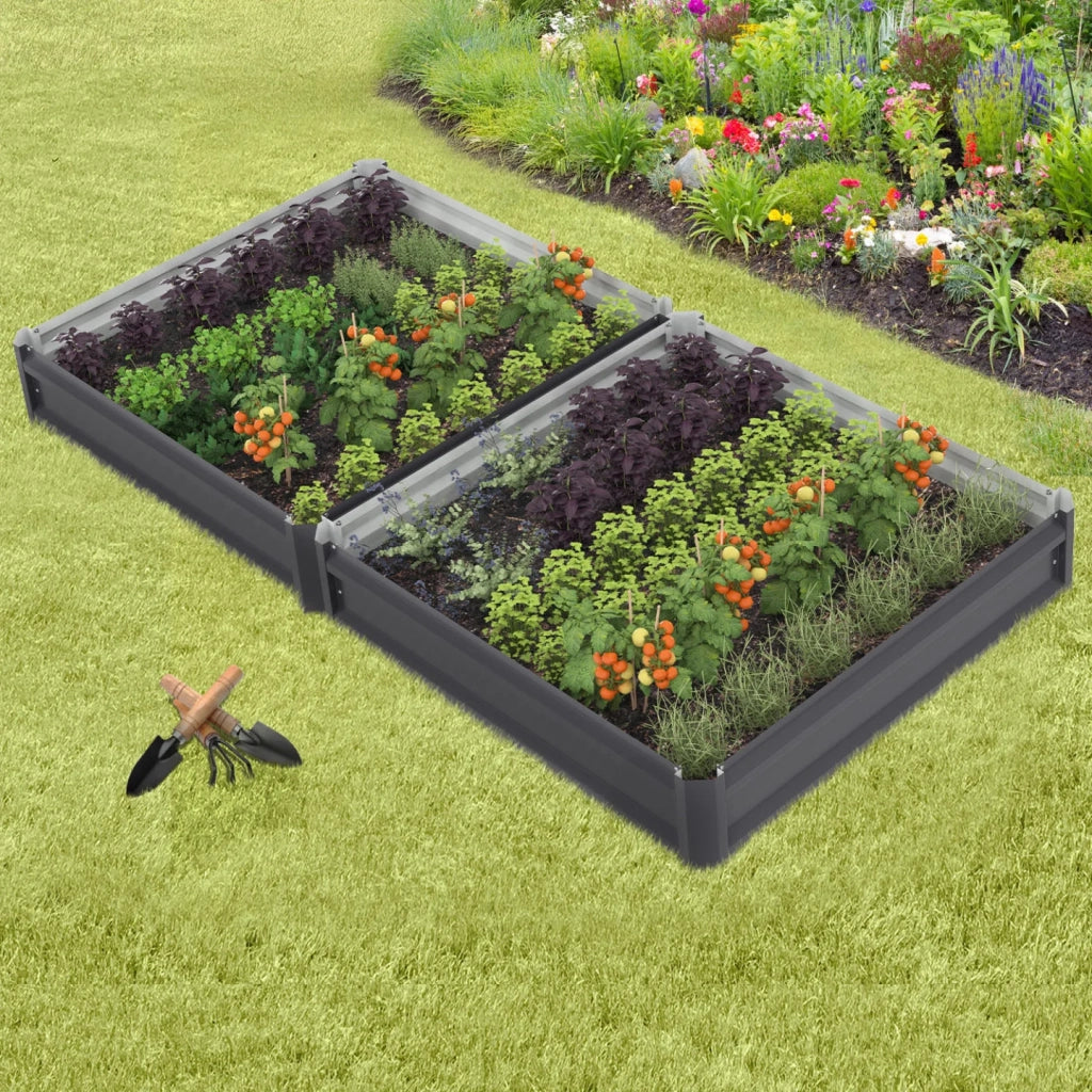 IDMarket - Set di 2 caselle da orto in metallo 90 x 90 cm, grigio antracite