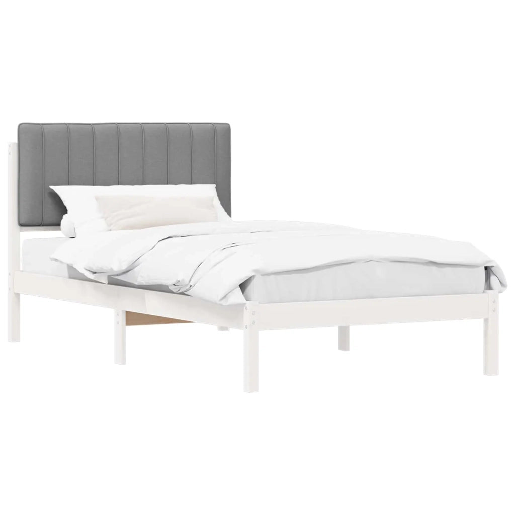 Letto con Testiera Rivestita Grigio chiaro 100 x 200 cm
