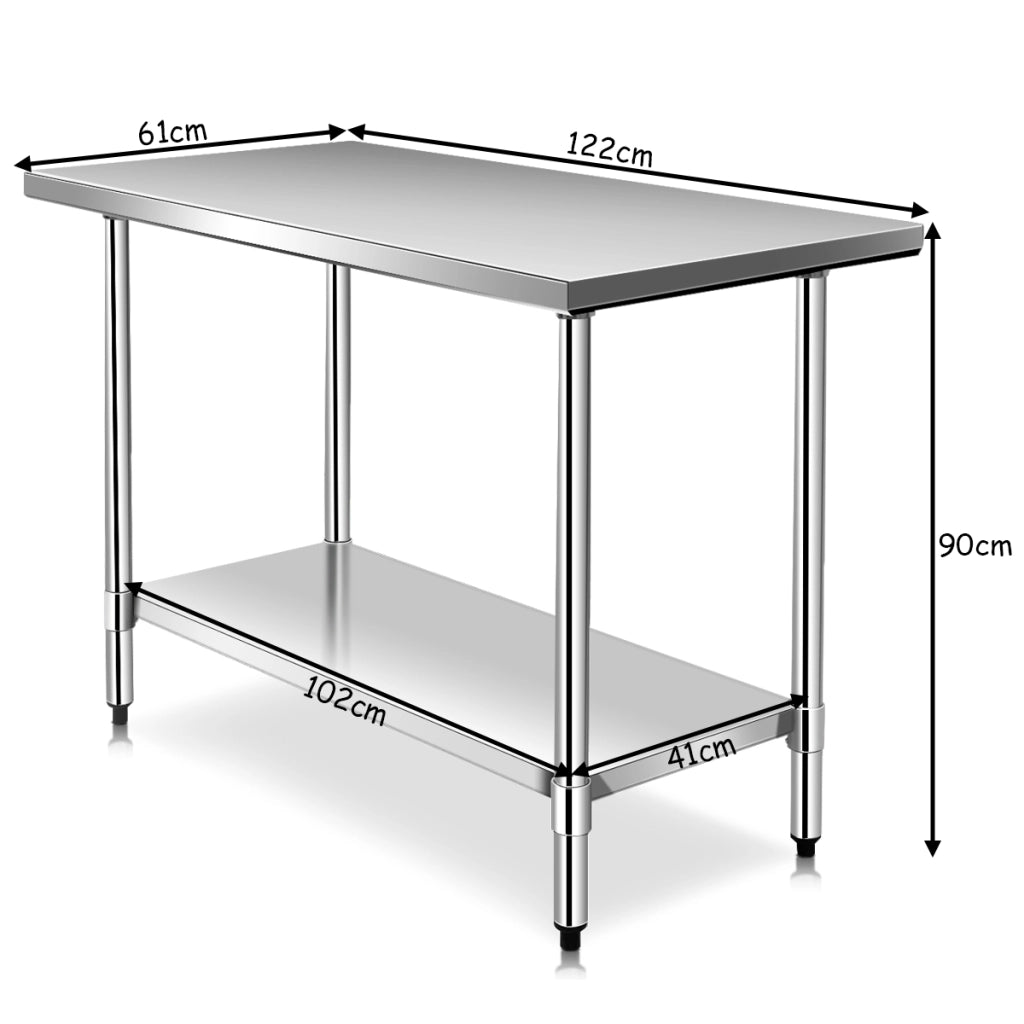 Tavolo da lavoro in acciaio multifunzione per supermercato, ristorante e negozio 122x61x90cm Argento-Tavoli da lavoro