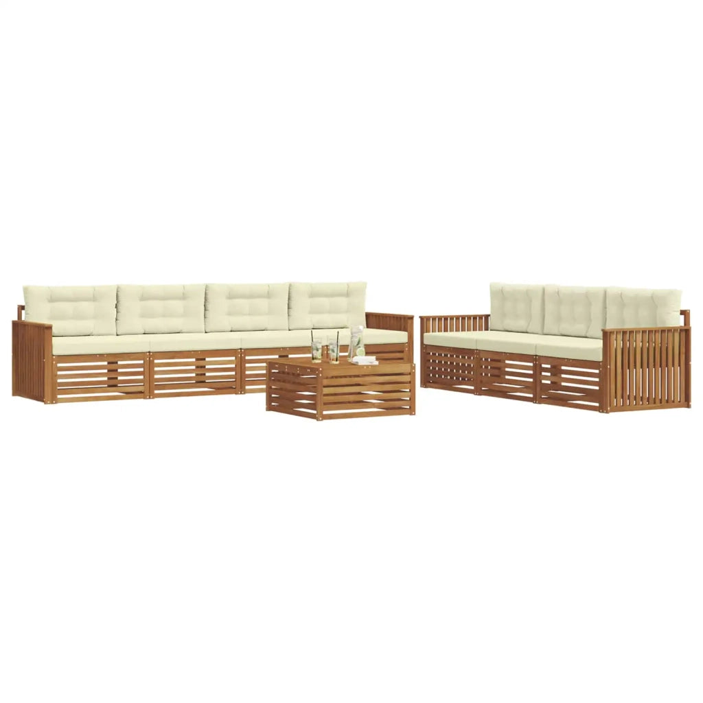 Set di divani da esterno con cuscino 8 pcs Naturale e Crema 3373135