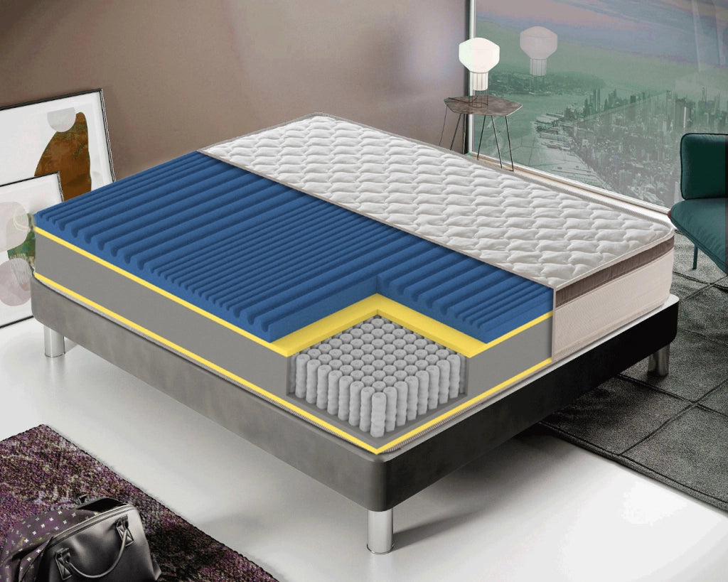 Materasso Piazza e Mezza 140x190 a molle insacchettate, memory foam, alto 27 cm, rivestimento sfoderabile, 1600 molle