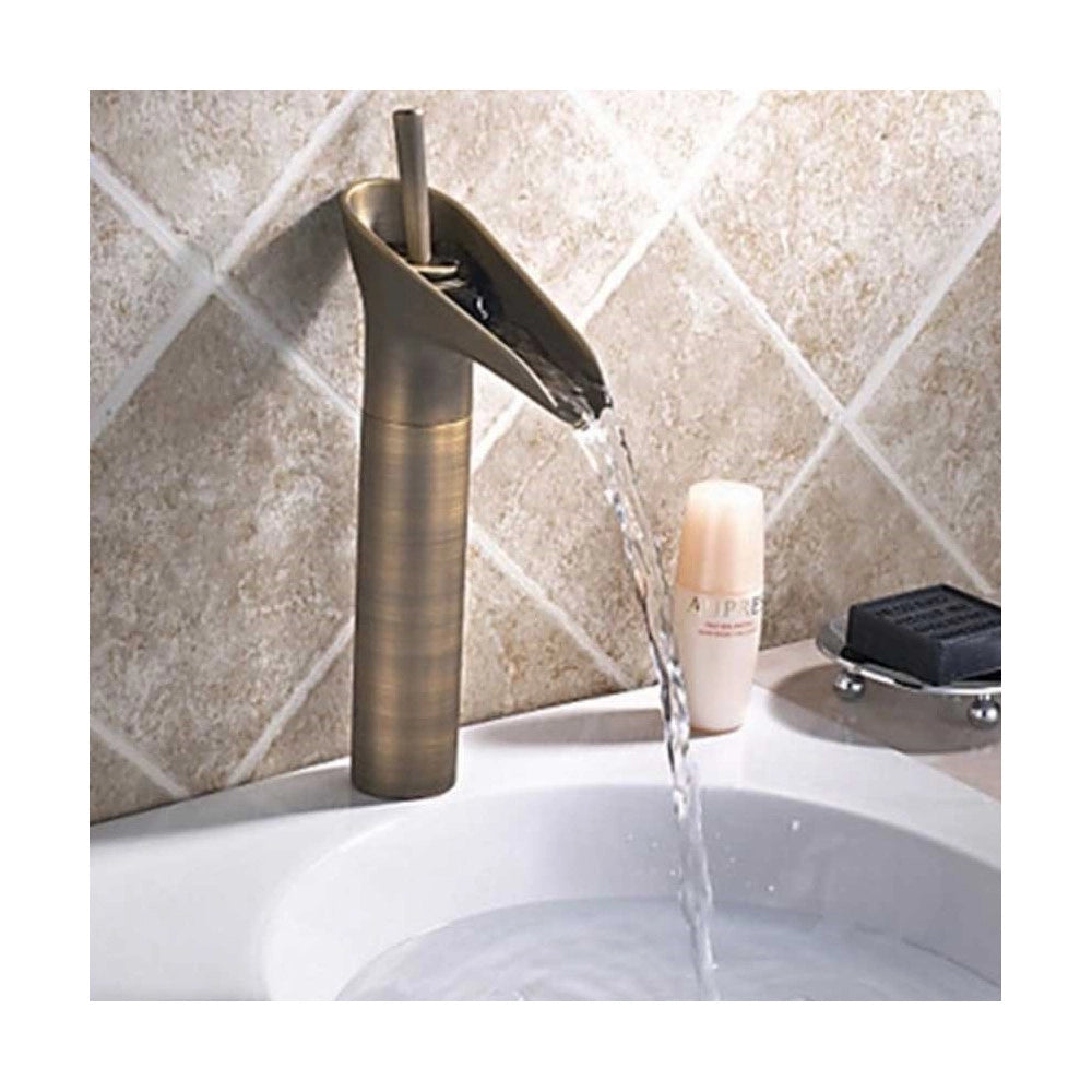 Trade Shop - Bagno Lavandino Lavabo Miscelatore Rubinetto Ottone Antico Cascata Alto -