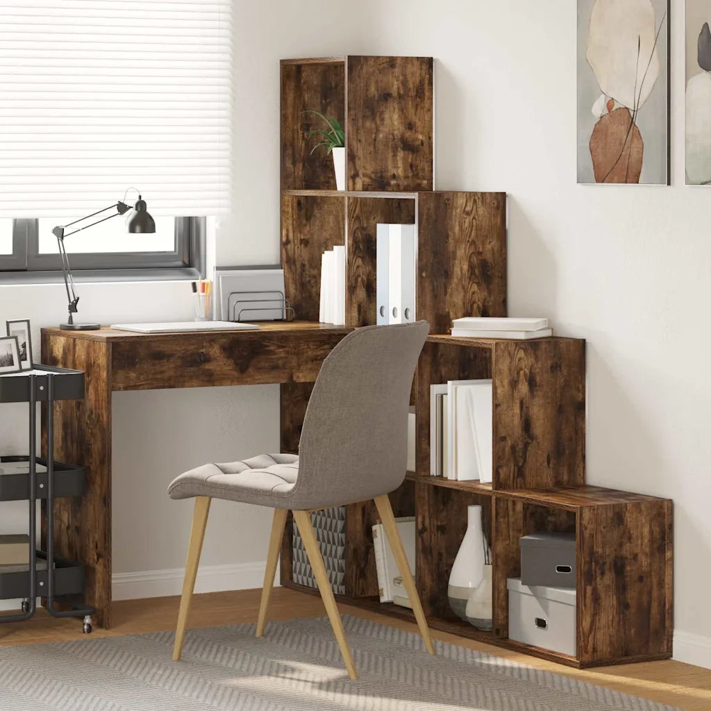 vidaXL Scrivania ad angolo Rovere fumo 101,5 x 149,5 x 149,5 cm