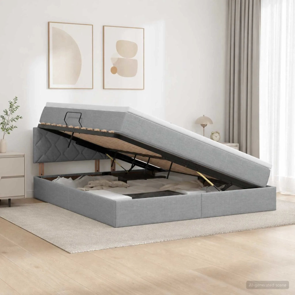 Letto con contenitore e materasso Grigio Chiaro 180 x 200 cm 3458700