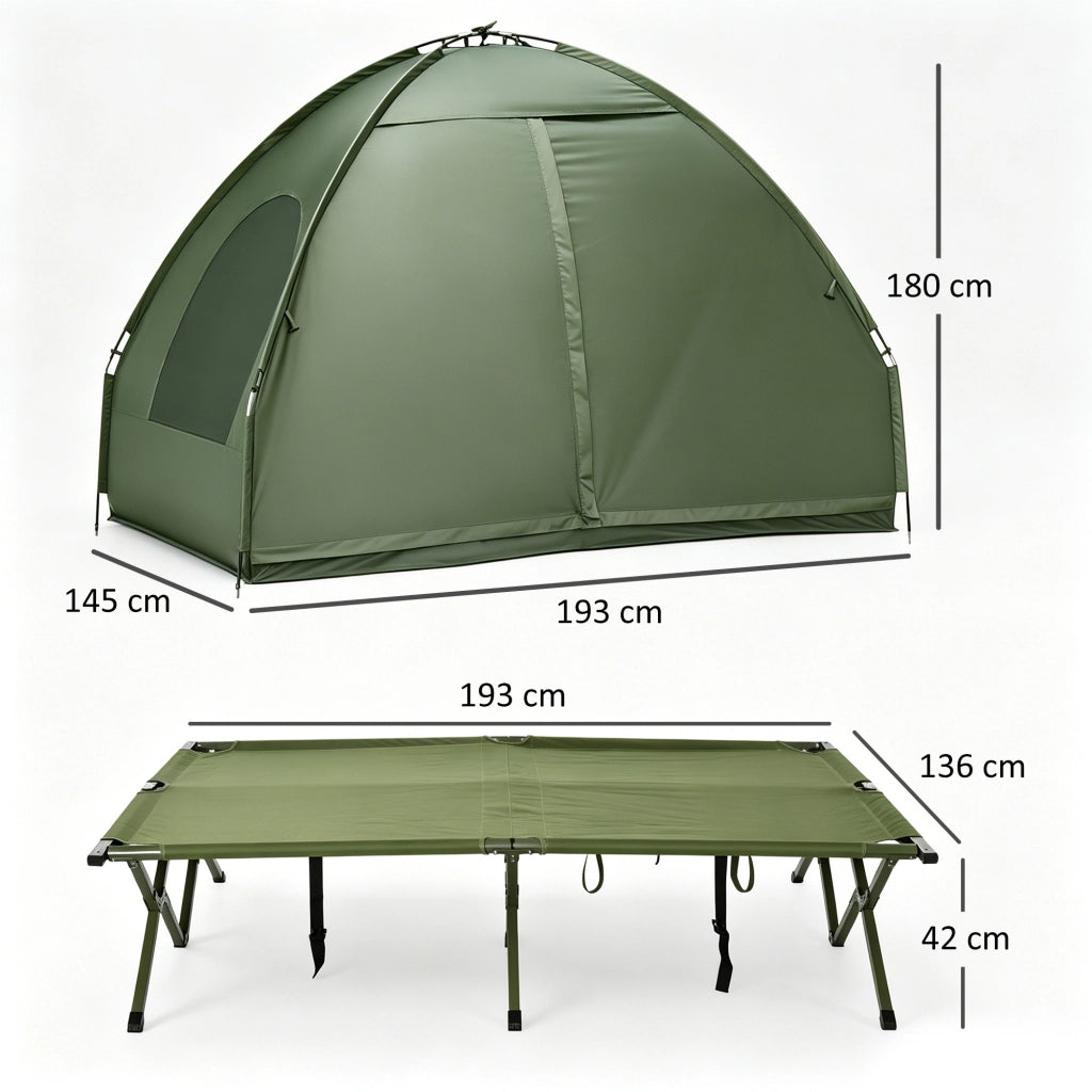 Letto da Campo per 2 Persone con Materasso Gonfiabile Verde ¨C zephmum ¨C 120x200x40 cm