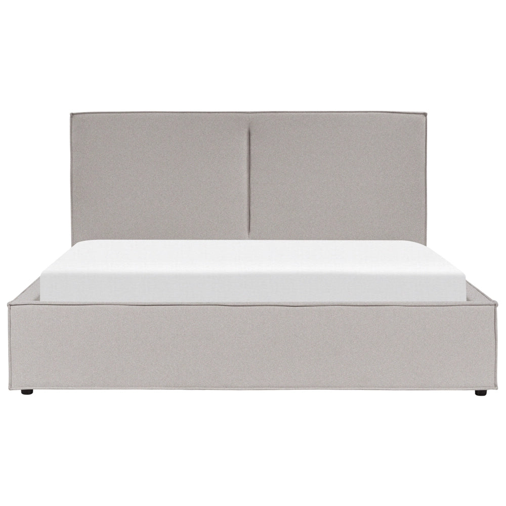 Letto king size 180 x 200 cm Grigio chiaro Rivestimento in tessuto Ottomana di contenitore Telaio a doghe Camera da letto moderna contemporanea