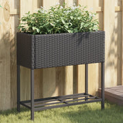 vidaXL Fioriera da Giardino con Ripiano Nera in Polyrattan