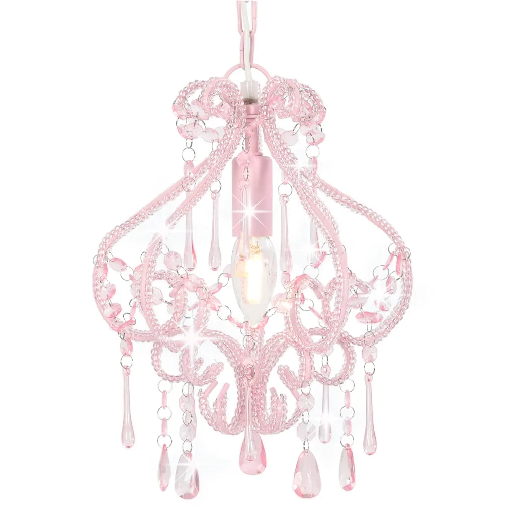 Lampadario con Perle Rosa Rotondo E14 281595
