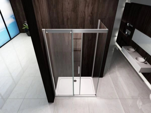 Box doccia in Cristallo 8 mm due lati con trattamento anticalcare e chiusura soft-close - Misura: 80x130 xh195cm
