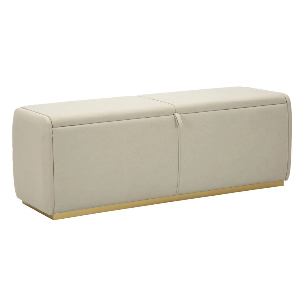 Panca con Portaoggetti VKH766, Beige, Legno, 130x45x45 cm