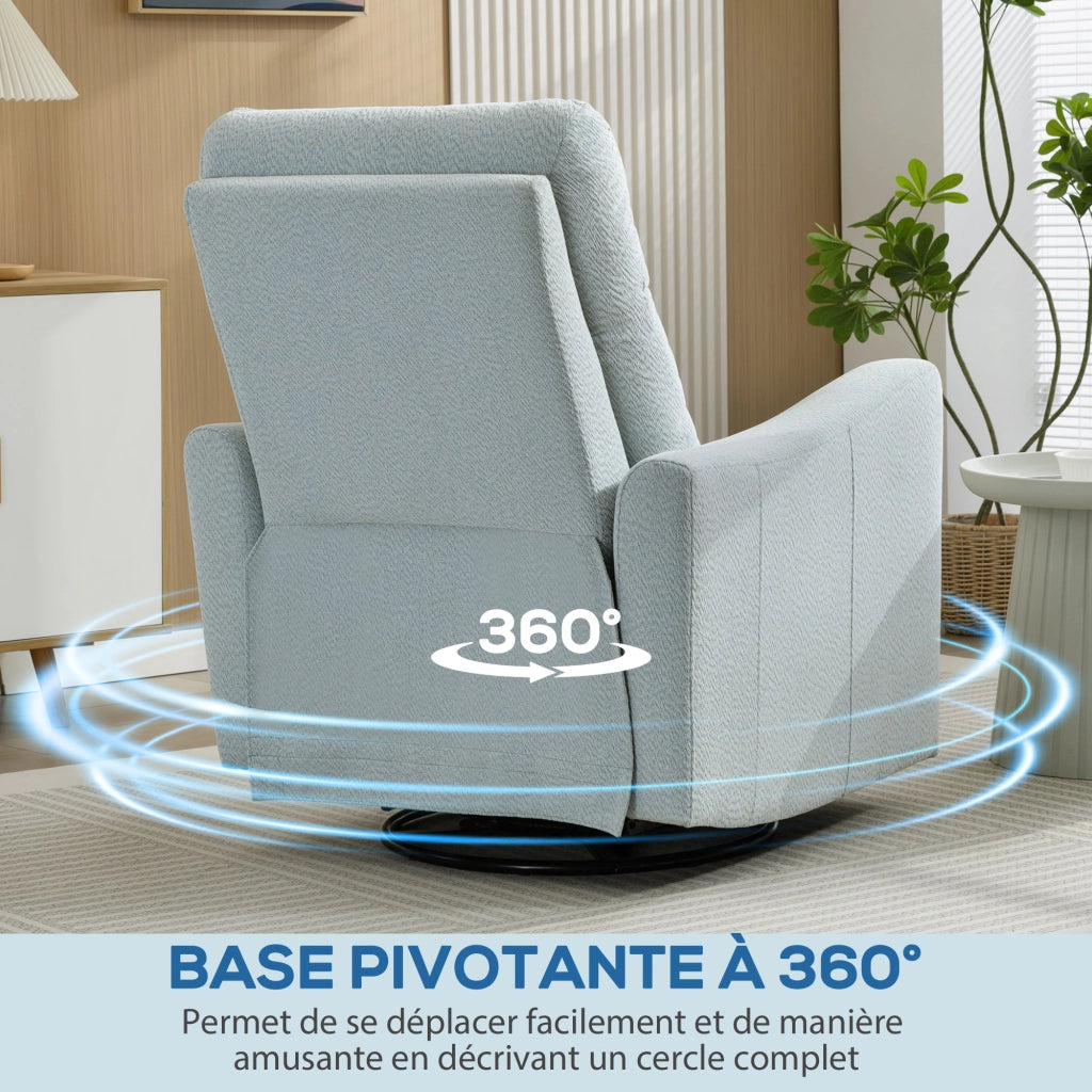 Poltrona reclinabile girevole con poggiapiedi ¨C zephmum ¨C grigio-blu 82x90.5x101 cm