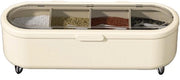 Scatola per spezie, contenitore per il sale, organizzatore per pepe e zucchero, 4 griglia contenitore per spezie, contenitore per spezie, contenitore per polvere per uso cucina, 26 x 8,7 x 8 cm/romboide