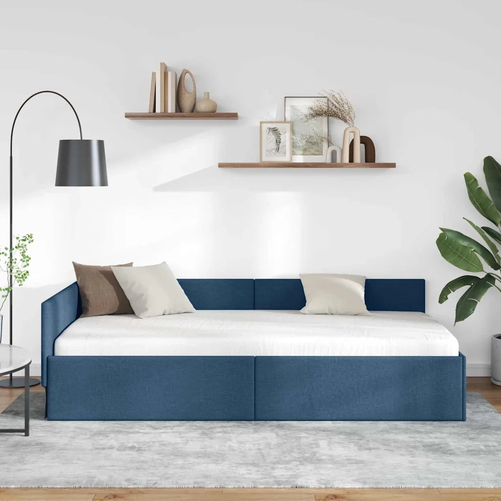vidaXL Cornice del letto ad angolo con testiera Blu 80 x 200 cm