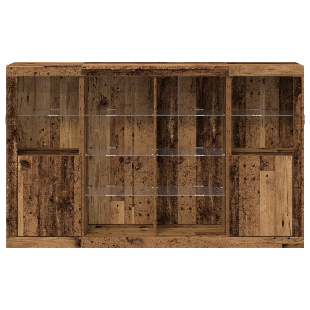 Credenza  con Luci LED Legno Antico 163x37x100 cm Legno Recuperato