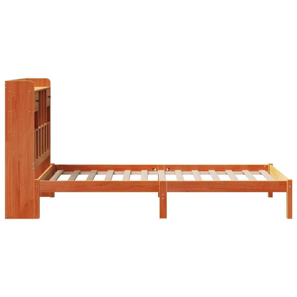 Letto Libreria senza Materasso Marrone Cera 75x190 cm in Pino 3321636