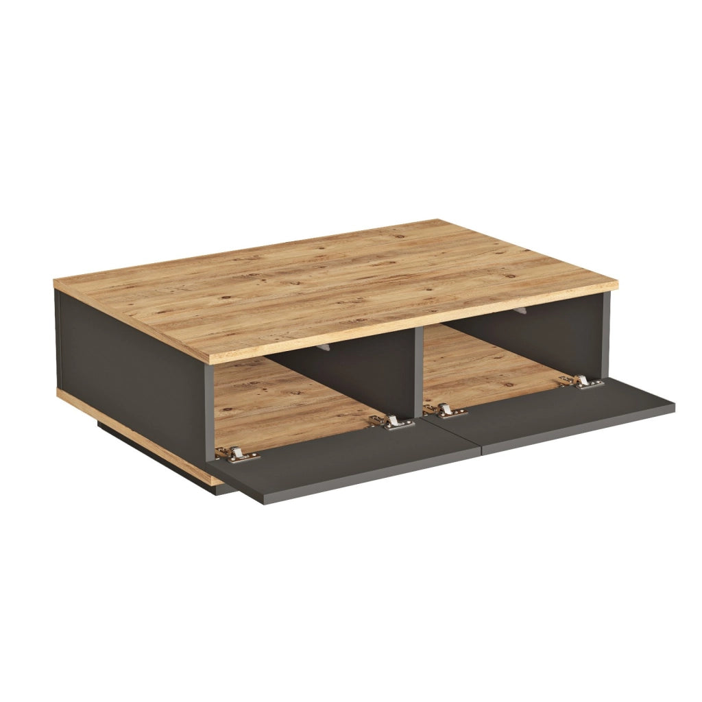 Tavolino in legno "Frew" - 90 x 60 x 28 cm - Marrone