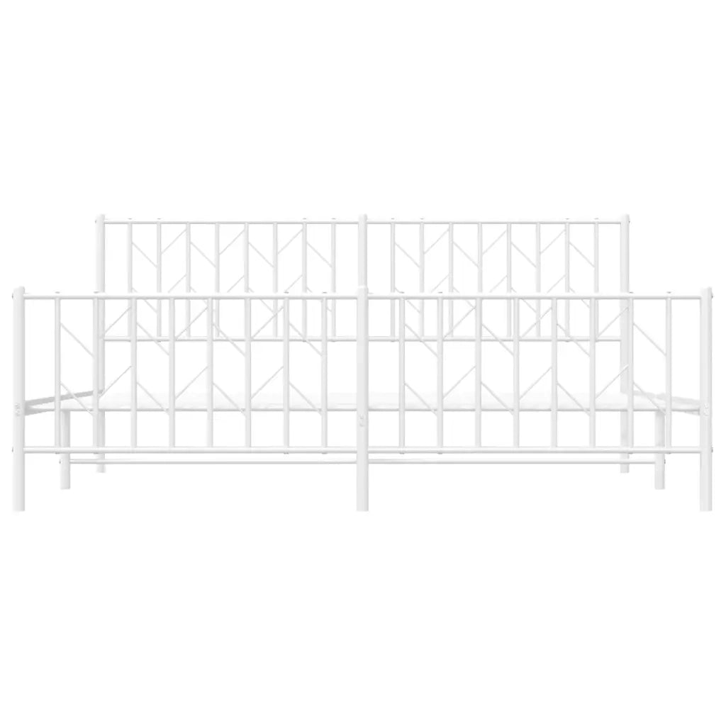 Giroletto con Testiera e Pediera-Struttura Letto Metallo Bianco 183x213 cm 969227