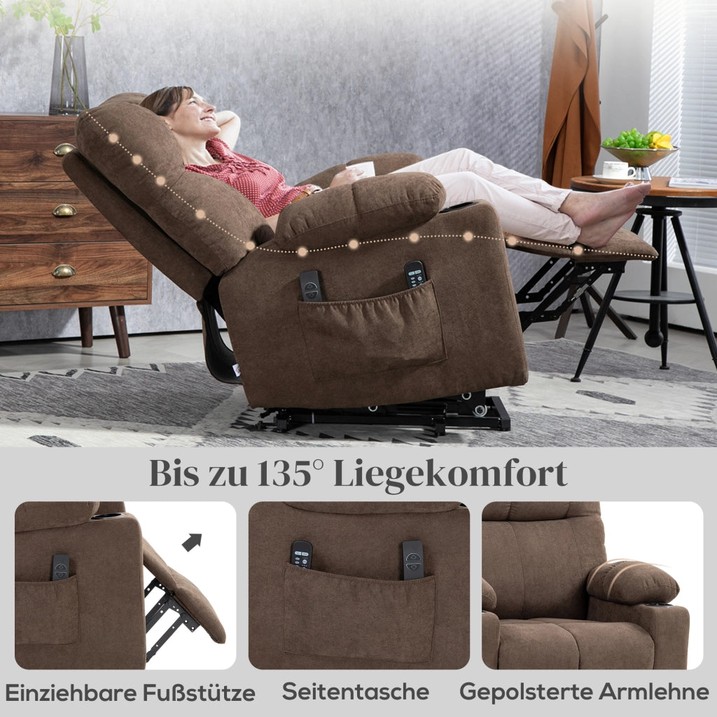 Poltrona Relax Elettrica con Alzapersona ¨C Zephmum ¨C Marrone 90x75x100cm