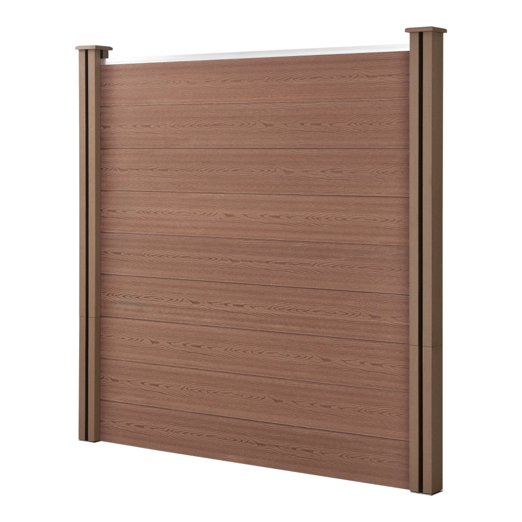 Recinzione in WPC per Giardino Staccionata da Elementi Inclinato e Rettangolari 183x799 cm Marrone NEU.HOLZ