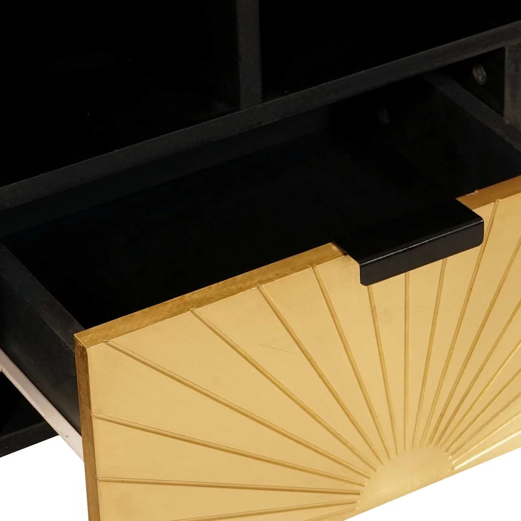 Mobile TV Nero e Oro 100 x 33 x 46 cm Legno multistrato 4017844