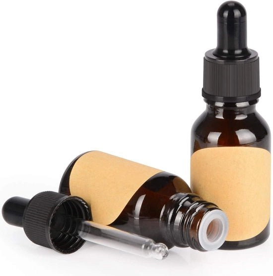 Set di 2 flaconi in vetro con beccuccio per oli essenziali aromaterapia profumi - 15ml marrone