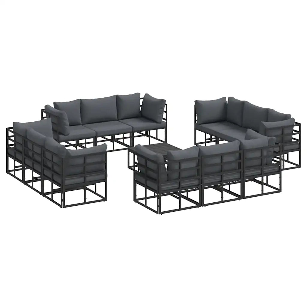 Set Divano da Giardino 13 pcs Nero Metallo