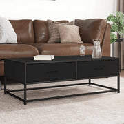 Tavolino Salotto Nero 100x50x35 cm Legno Multistrato e Metallo