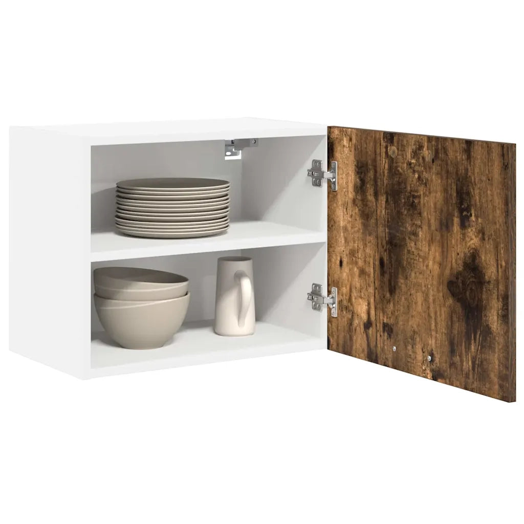 Armadio pensile con porta 2 pcs Rovere Affumicato e Bianco