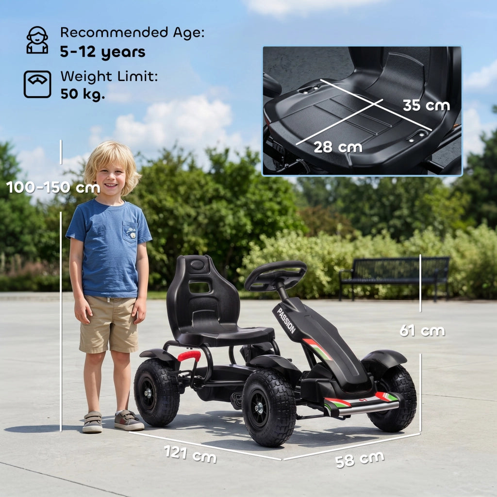 Go Kart Bambini Regolabile con Freno a Mano ¨C zephmum ¨C 121x58x61 Nero