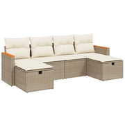 Set Divano da Giardino 6 pz con Cuscini Beige in Polyrattancod mxl 89763