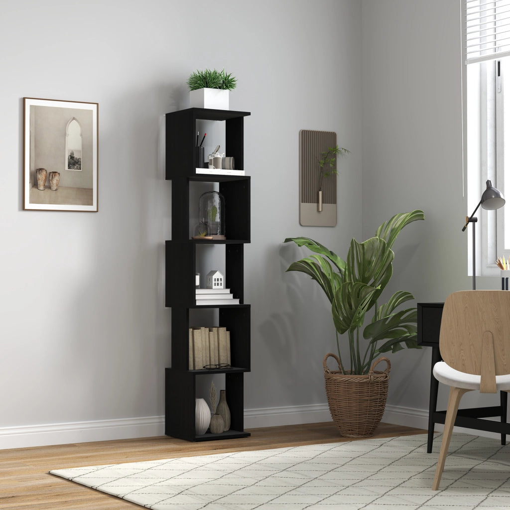 Libreria a 5 Livelli Design Moderno ¨C Xylo ¨C Scaffale Ripiani Legno Nero per Soggiorno Ufficio