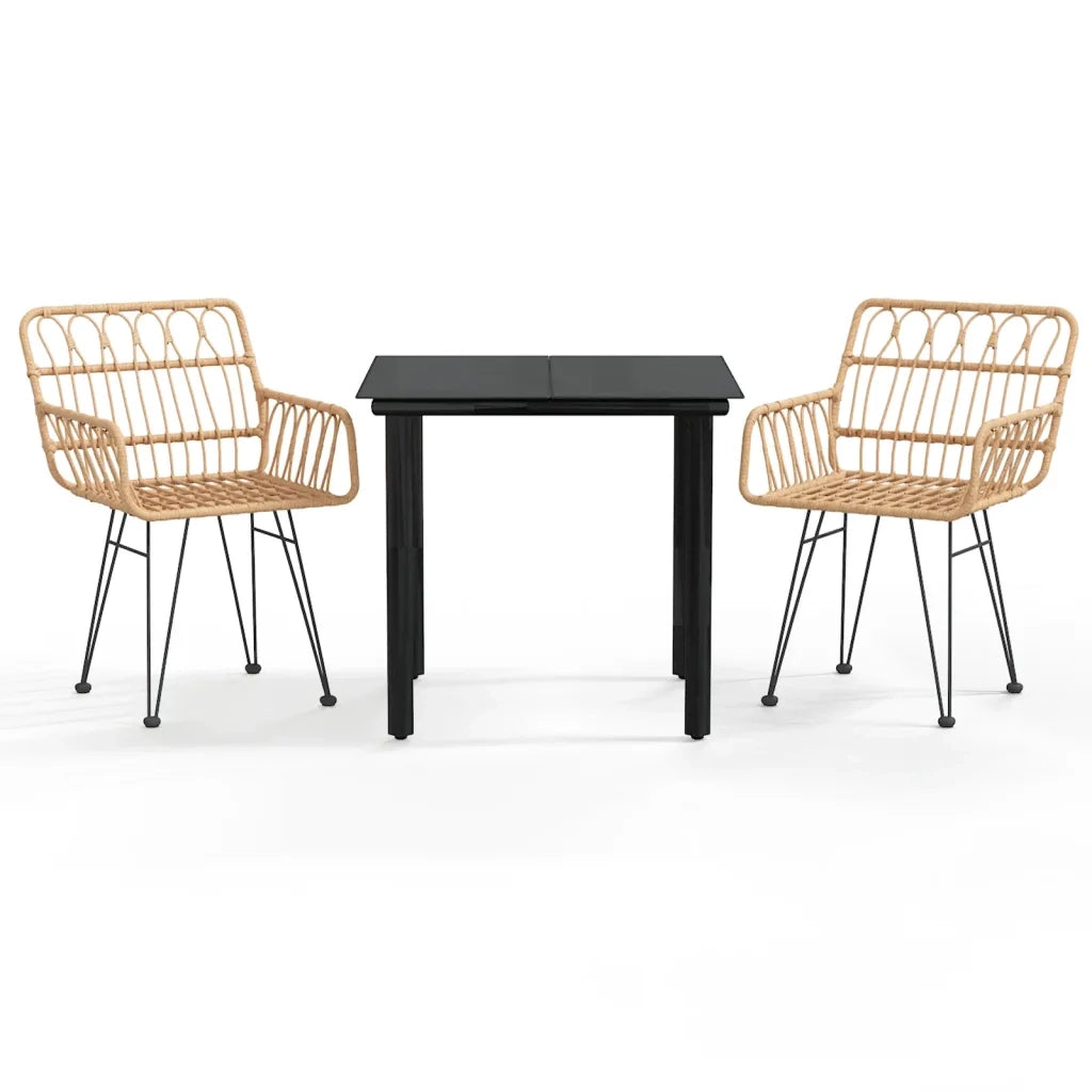 Set da Pranzo da Giardino 3 pz | Set Salotto da Giardino in Polyrattan