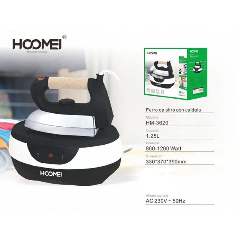 Trade Shop - Ferro Da Stiro Con Caldaia Piastra Acciaio Vapore Regolabile 2000 Watt 1.25 Lt -